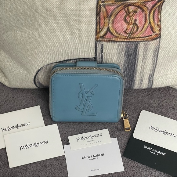 YSL COMPACT BLUE WALLET - Picture 1 of 13